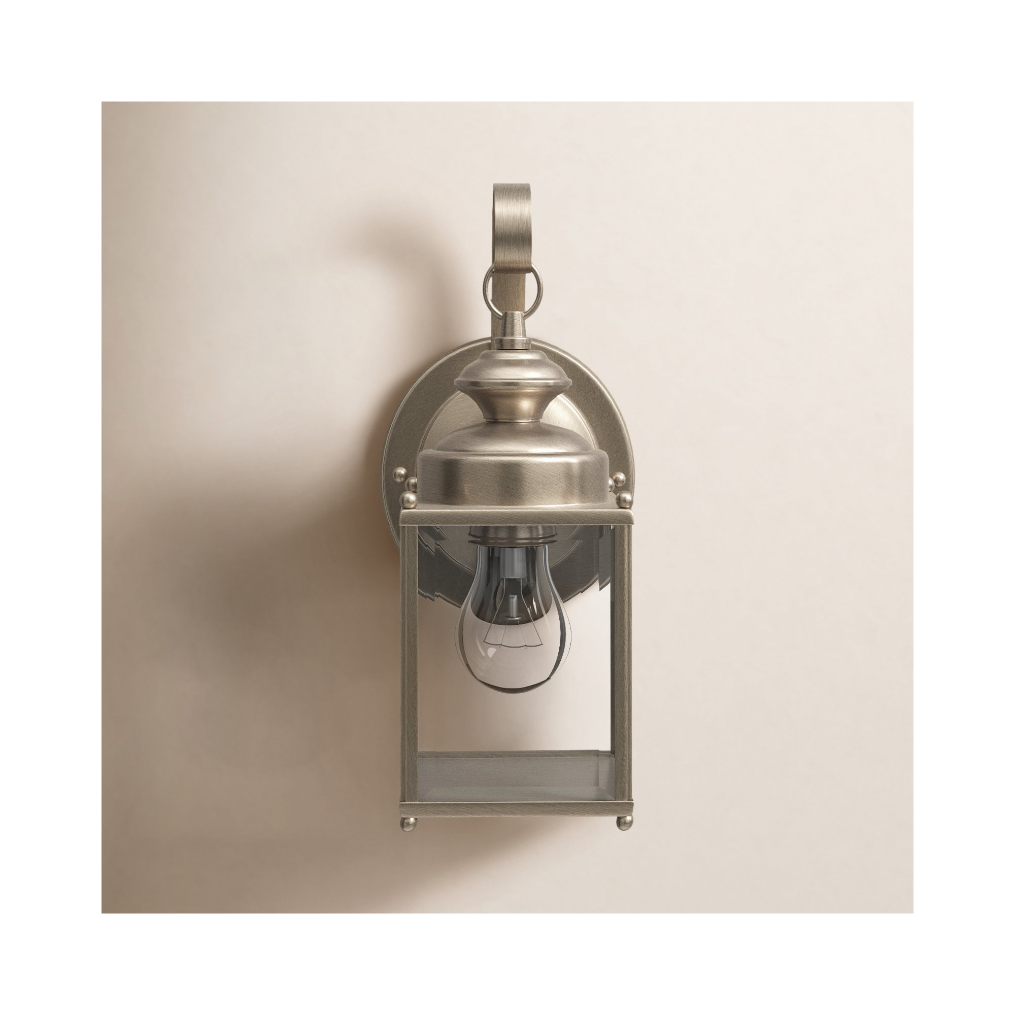 Tiernan Single Light Outdoor Aluminum Wall Light, Antique Brushed Nickel