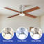Ventilateur de plafond encastré moderne de 52 po avec éclairage DEL réglable et télécommande-1056853631