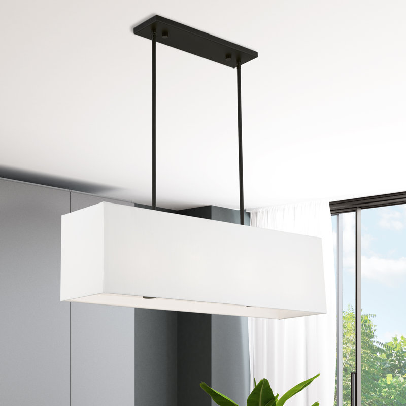 Lustre rectangulaire à 4 lumières à intensité variable Ashauna, Noir