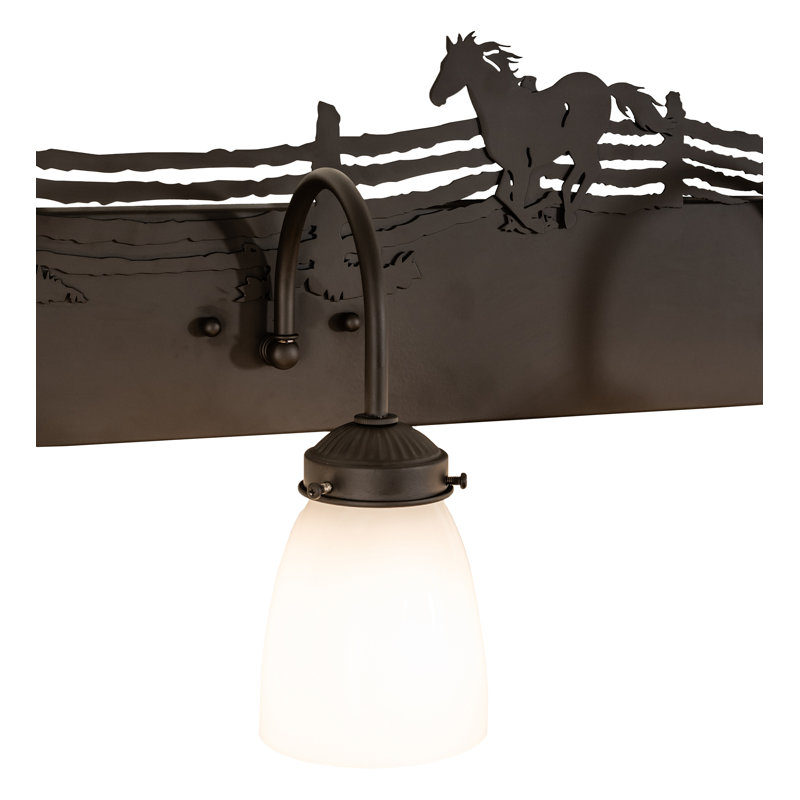 27" Wide Running Horse 3 Light Vanity Light, 12" H x 27" W x 8" D, Oil Rubbed Bronze