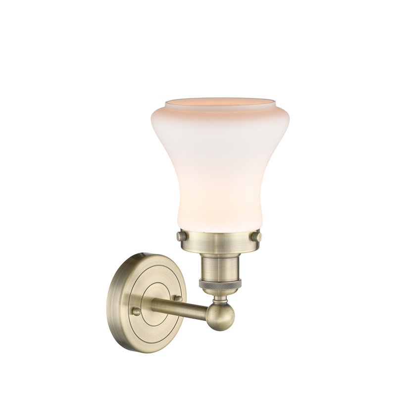 Chickasha Armed Sconce, Matte White, Antique Brass