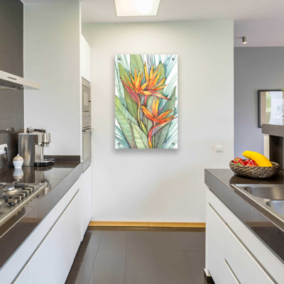 «Tropical Botanical Paradise II» par Tim O'Toole, art mural en verre acrylique, 16 po x 24 po