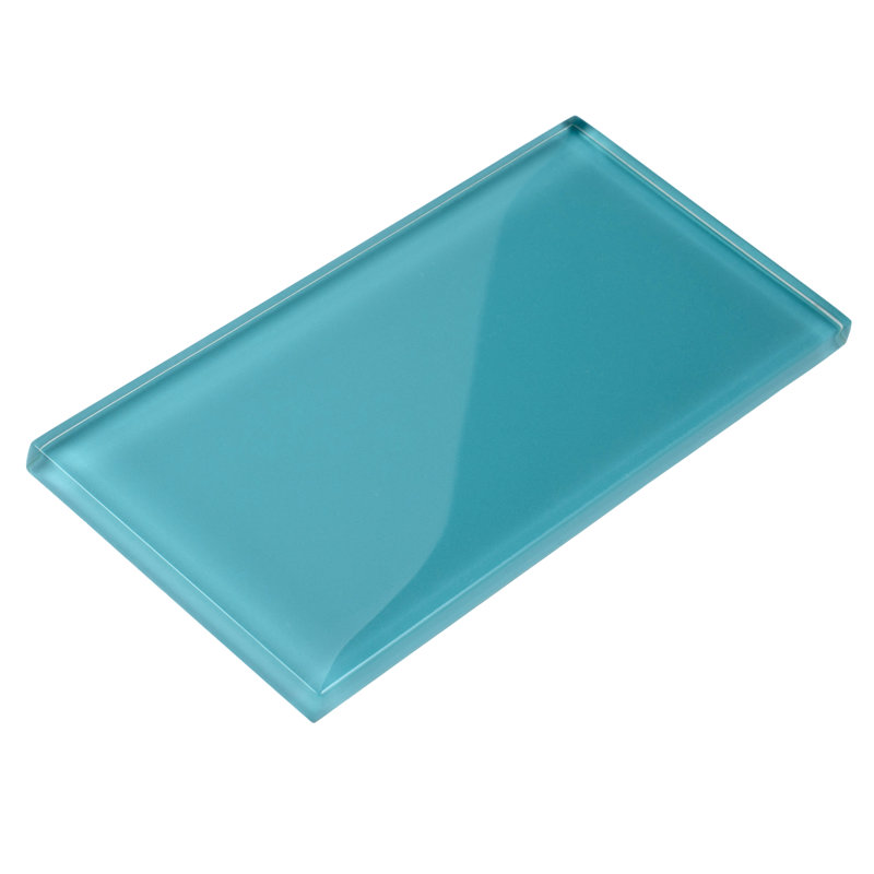Apollo 6'' x 3'' Glass Subway Wall Tile, Aqua