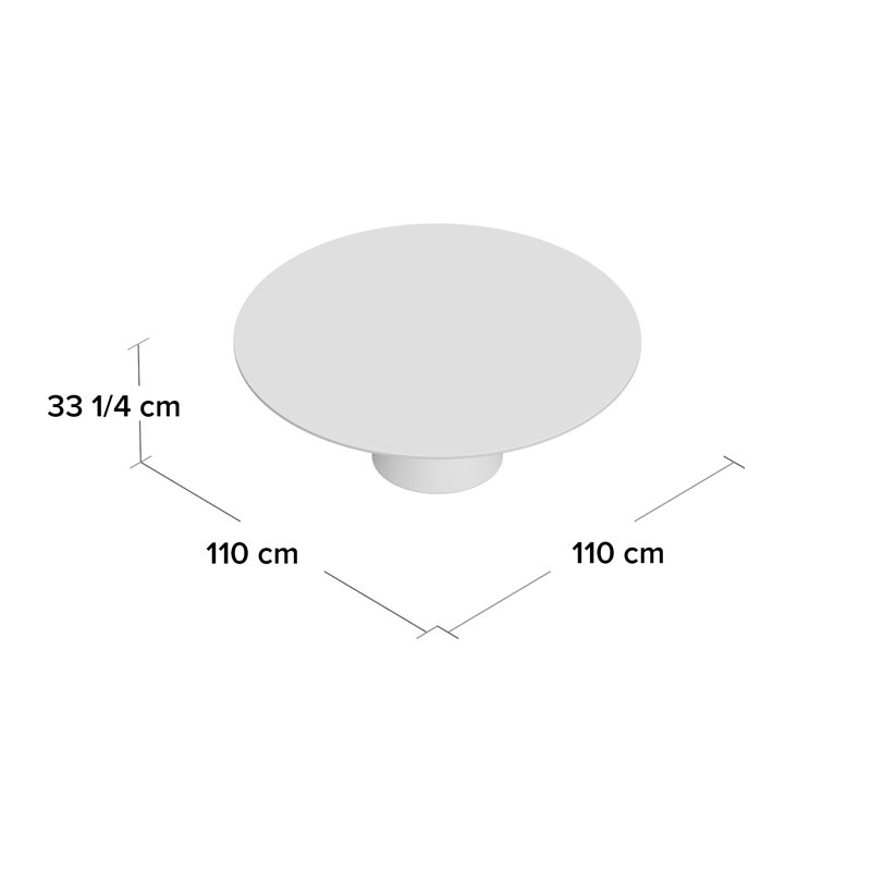 Bedminster Pedestal Coffee Table, 33.3cm H x 110cm W x 110cm D, Black