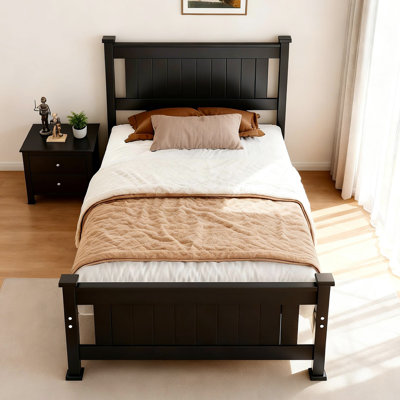 Lit en bois avec 2 tiroirs de rangement, tête de lit, lit plateforme minimaliste moderne pour enfants, adolescents et adultes
