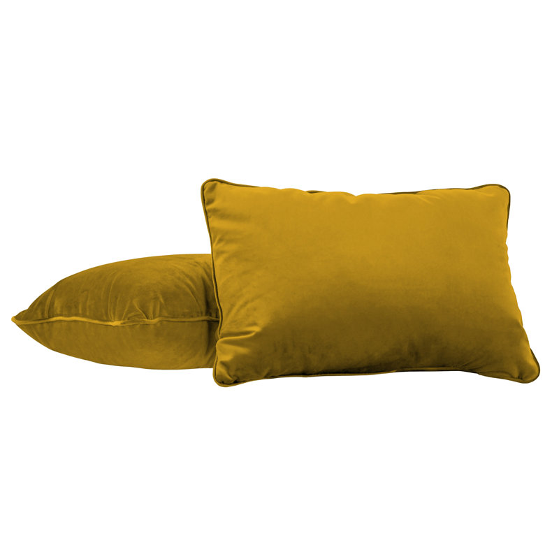 Rectangle Lumbar Microfiber Pillow with Piping, 2-pack, Dijon, Rectangular 16"H x 24"W
