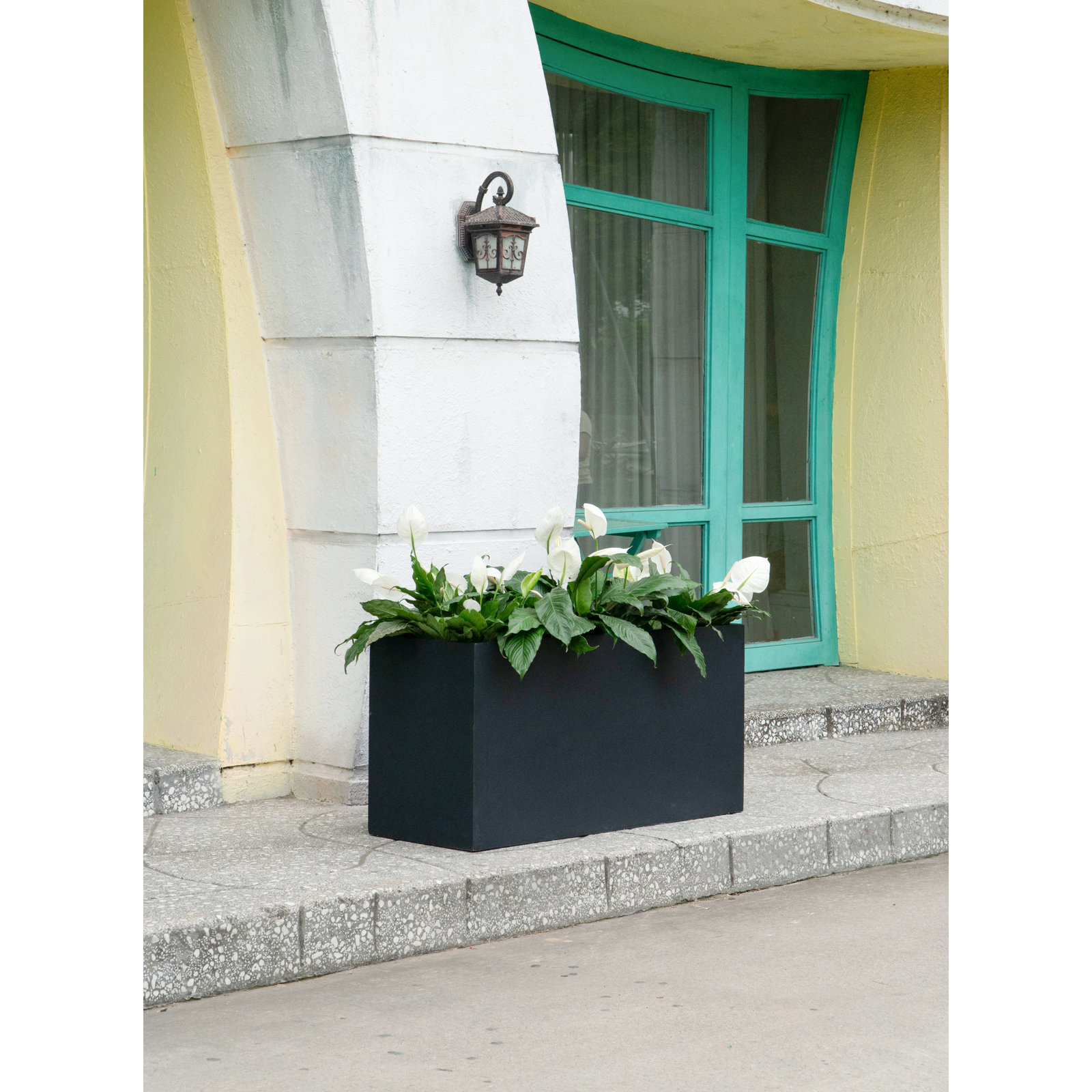 Connoisseur Fiberglass Planter Box, 24" H x 18" W x 47" D, Black