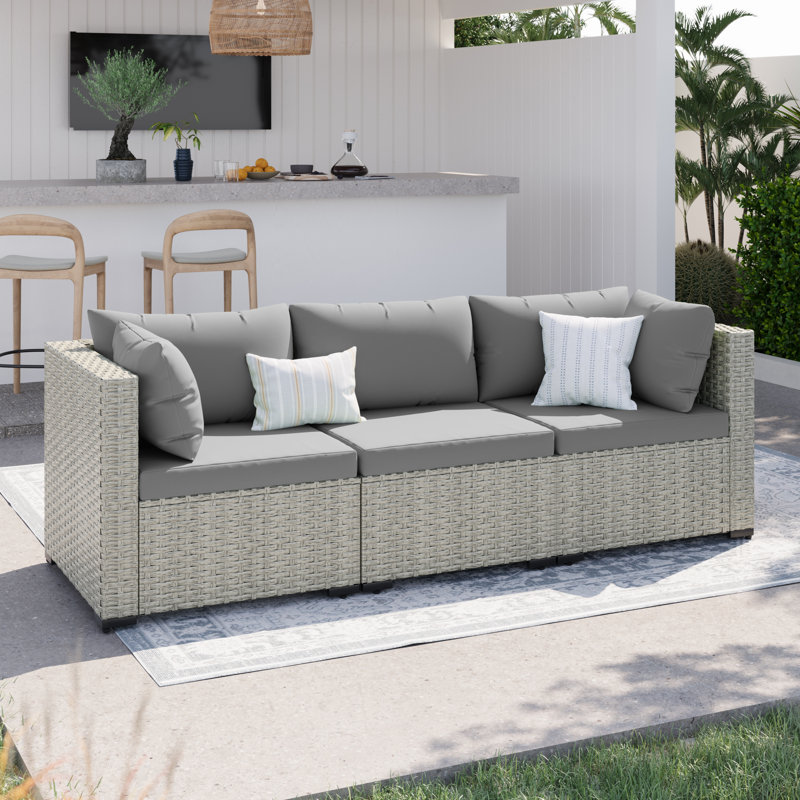 Ensemble de 2 chaises d'angle pour l'extérieur en osier, Gris