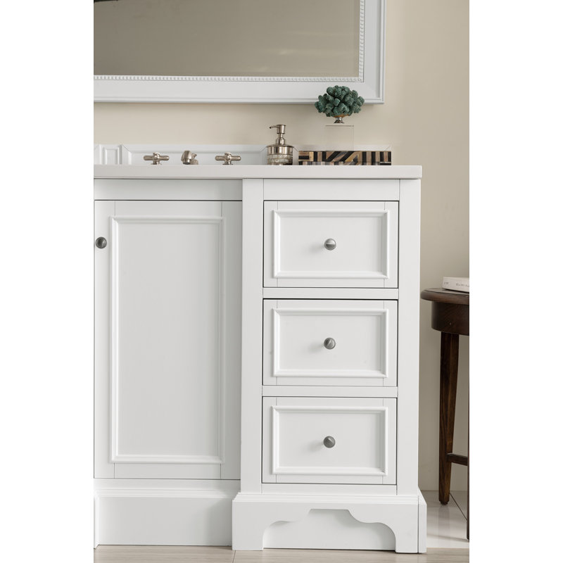De Soto 48'' W Single Vanity, Bright White, Cala Blue Quartz, 8" Widespread