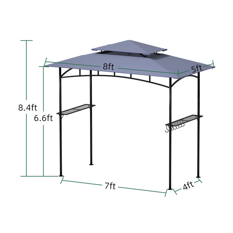 Pavillon de jardin d'extérieur DikaSun 8 x 5 pi, Rouge