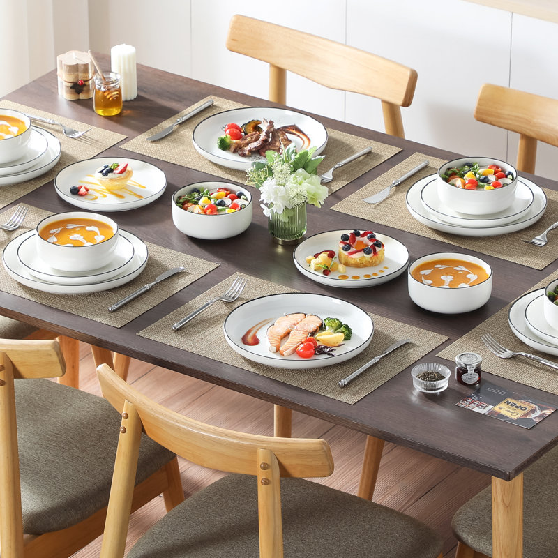  36 Piece Porcelain China Dinnerware Set - Service for 12