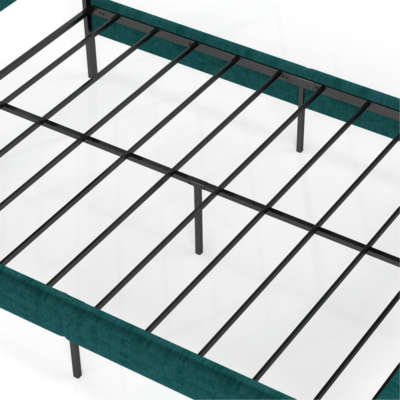 Structure de lit plateforme tapissier - avec tête de lit, aucun sommier nécessaire, rangement sous le lit 14 po, Grand lit
