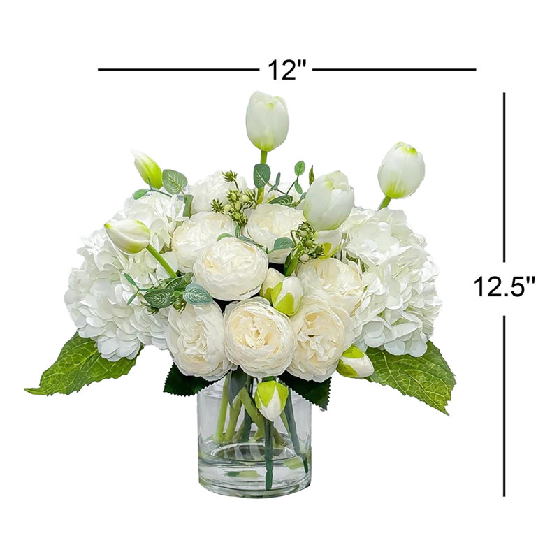 White French Country Peony Vase Centerpiece