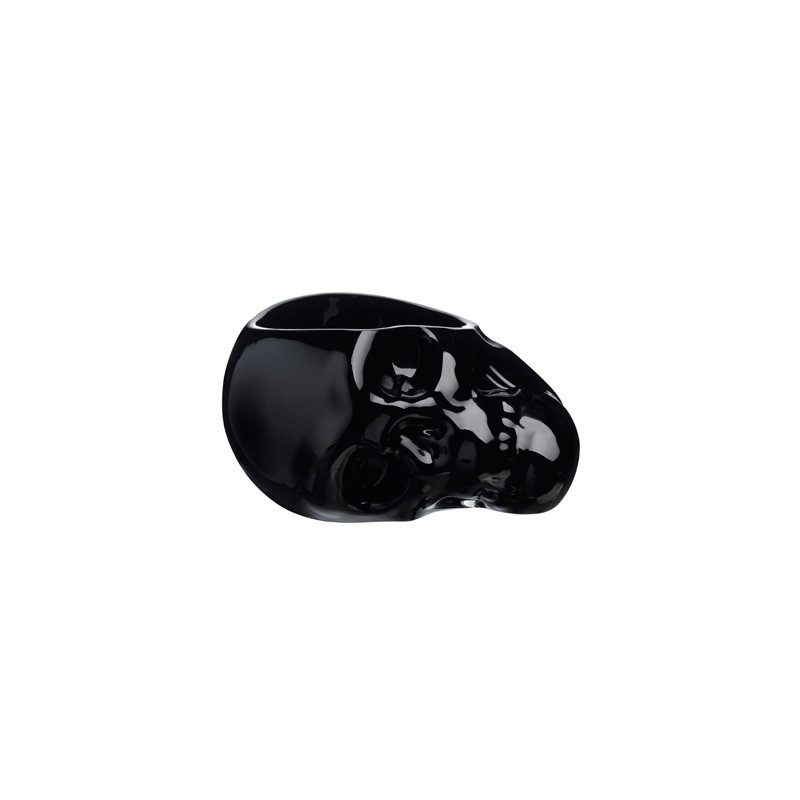 Memento Mori Handmade Lead Free Crystal Decorative Bowl, Black, 5.91" H x 9.8" W x 9.45" D