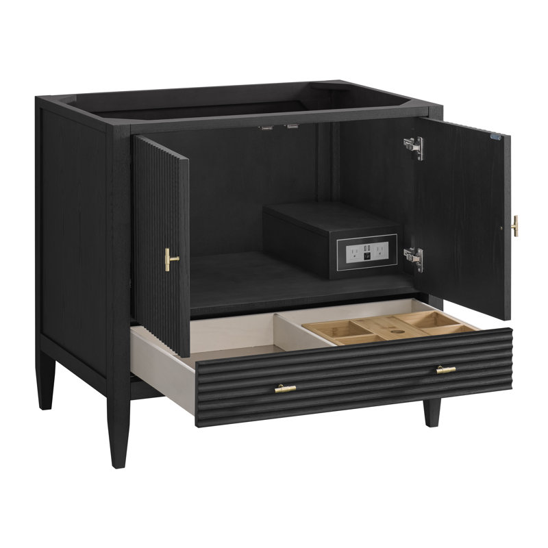 Myrrin 36'' W Single Bathroom Vanity Base, Black