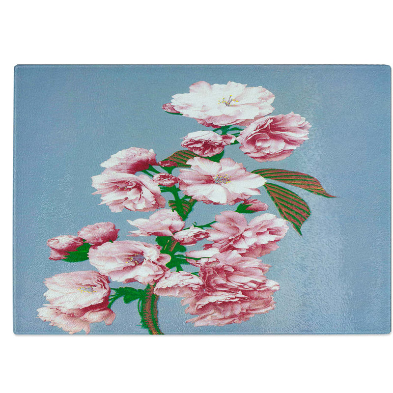 Tempered Glass Cherry Blossoms by Ogawa Kazumasa Chopping Board, 39 cm W x 28.5 cm L