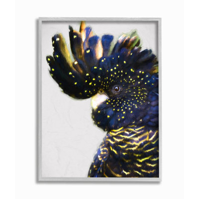 Perroquet, portrait, bleu, jaune, pois, plume, oiseau, impression
