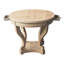 Table d'appoint ronde, style, petites dimensions, pieds incurvés, aspect bois naturel, 2 tiroirs de rangement, finition de style placage de sapin, plateau de table