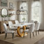 Aurum Modern Dining Set: Marble-Texture Glass Table & Gold Dual-Tone Chairs（Set of 5）-1507505455-1507505443