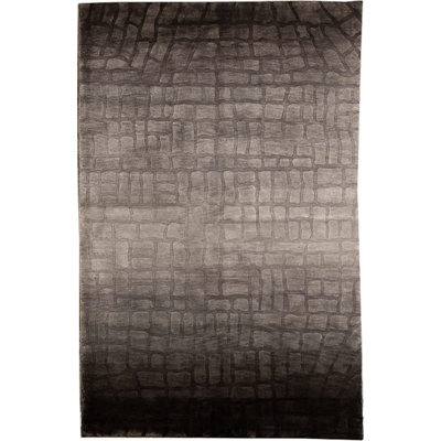 Himalayan Wool Abstract Area Rug in Black/Light Gray