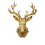 Tête de cerf en résine dorée 3D à fixer au mur, ornée de bois fleuri, style vintage. Décoration murale en résine imitation taxidermie.
