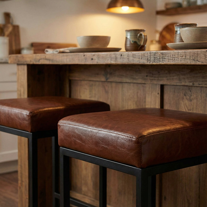 Beija Upholstered Genuine Leather Counter Stool