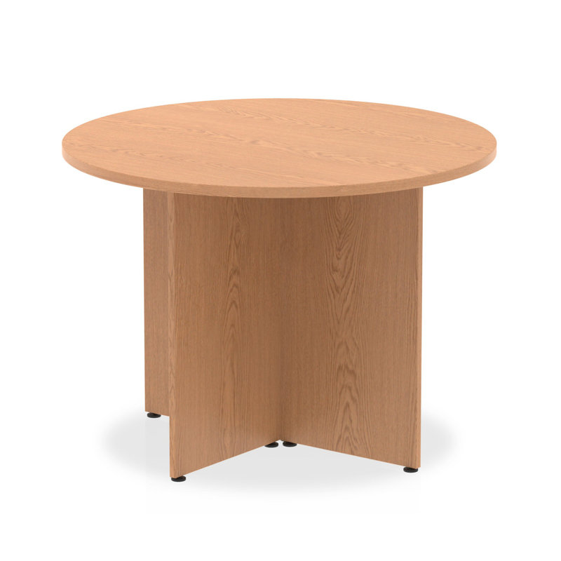 Kyvan Circle Conference Table, Oak Brown, 73cm H x 100cm L x 100cm D