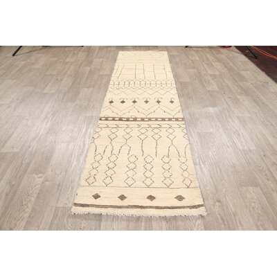 One-of-a-Kind Hand-Knotted New Age Moroccan Beige 2'5"" x 9'6"" Runner Wool Area Rug -  Rugsource, 2-RTC-9848
