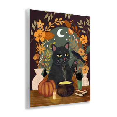 Plaque murale Autumnal Cat & Cauldron, design par Mia Charro