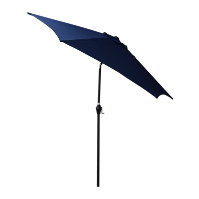 Parasol 9 pi bleu marine - Fabrication en acier, inclinaison et ouverture pratiques, auvent avec cadre de ventilation, fonction de manivelle sans effort, intempéries