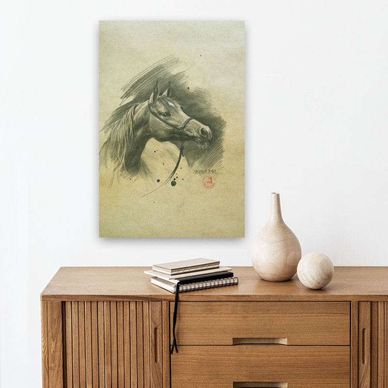 «Spiried Horse Portrait», art mural rétro élégant et classique, 18" H x 12" W