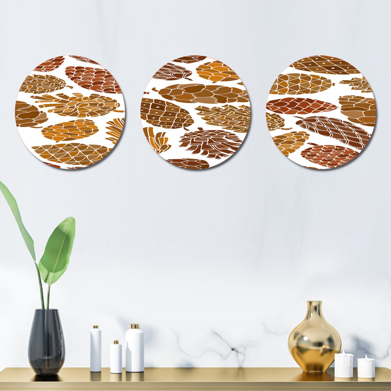 Ensemble de 3 décorations murales pommes de pin