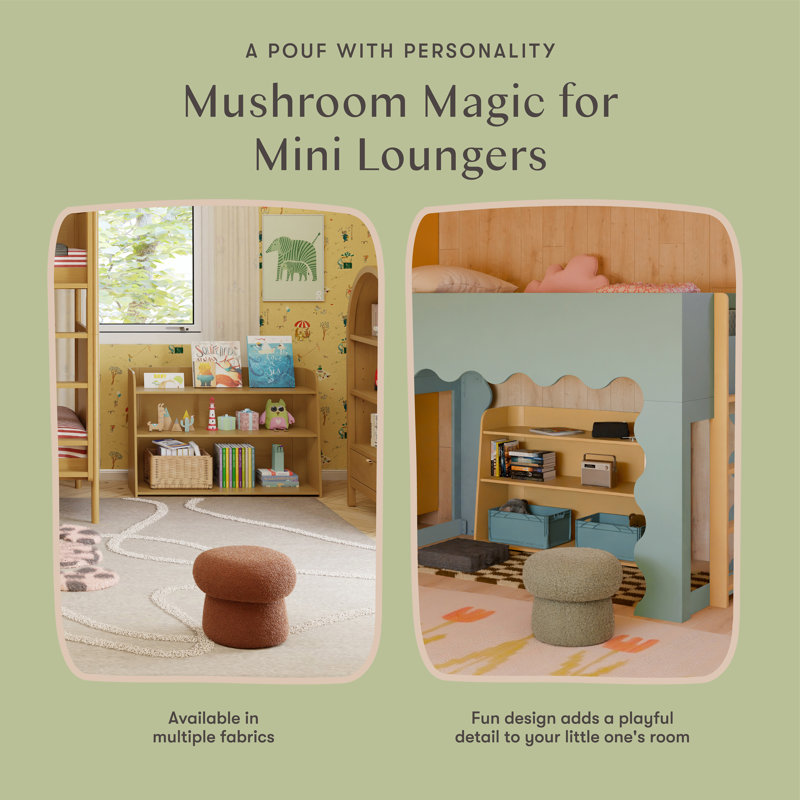 Mini Mushroom Pouf, Latte Teddy Loop