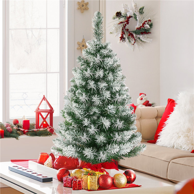 Green Spruce Flocked/Frosted Christmas Tree, 2' H, Not Pre-Lit