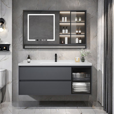 Armoire de salle de bain moderne de luxe gris clair