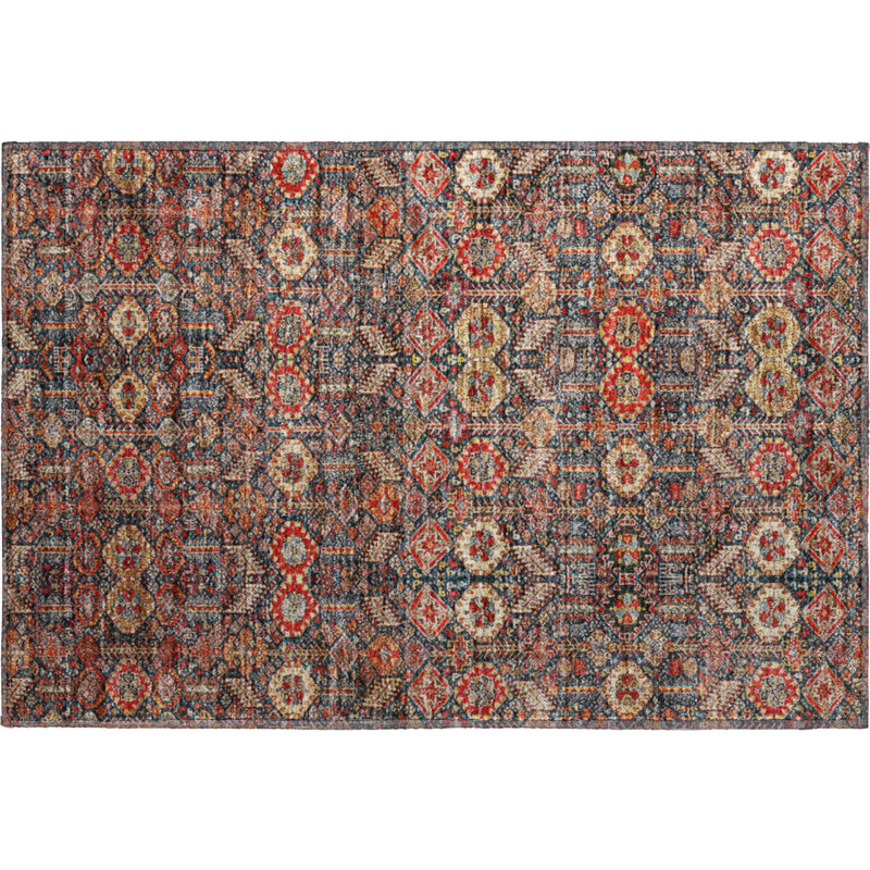 Premium Machine Washable Cerrito AMF574 Red Rug, Rectangle 1'8" x 2'6"