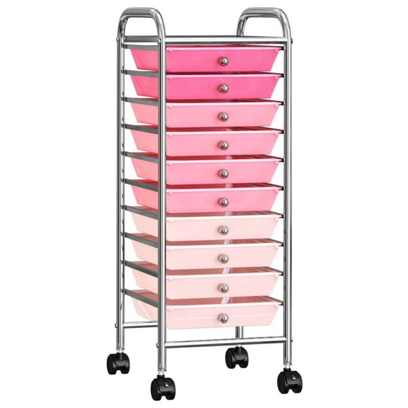 Baghdasar 90cm H x 36.5cm W Utility Cart with Wheels, Pink