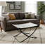 Tabouret d'appoint en cuir de vache véritable avec piètement en X-137839404