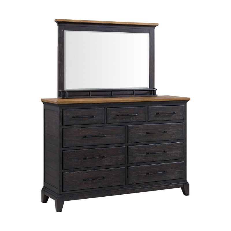Ensemble de commode et miroir Otelia en espresso et brun
