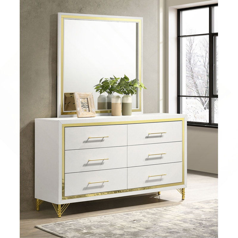 Commode 6 tiroirs avec miroir
