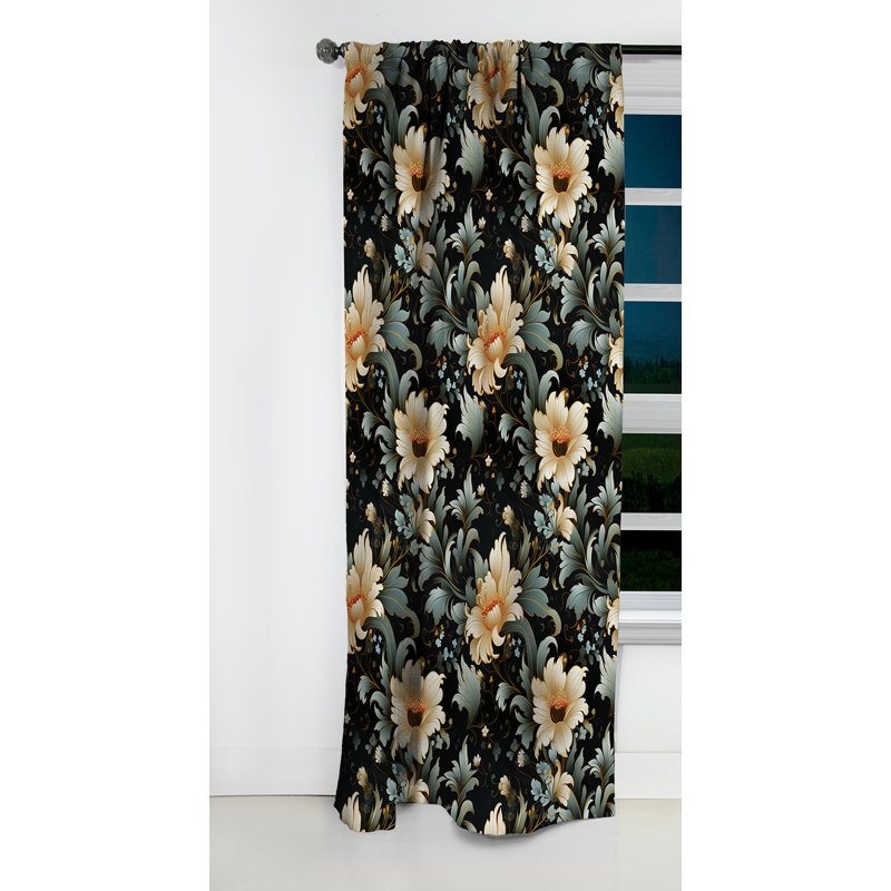 Classic Elegance Paisley Motif I - Rideau floral - Rideau occultant floral - 1 panneau, L 52 po x L 84 po