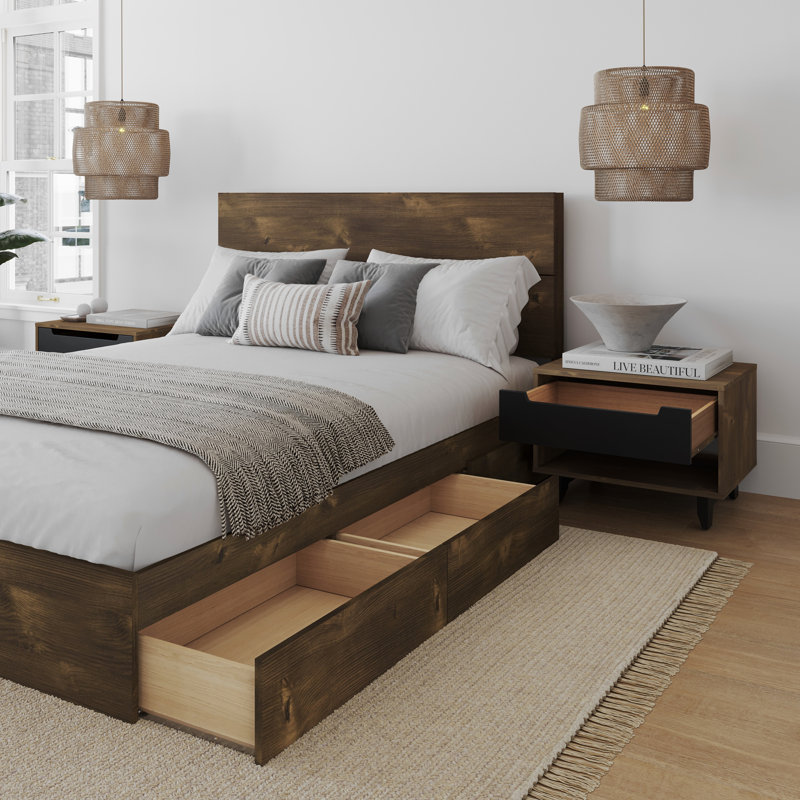 Ensemble de chambre réversible avec rangement Faul, Noir / brun, Grand