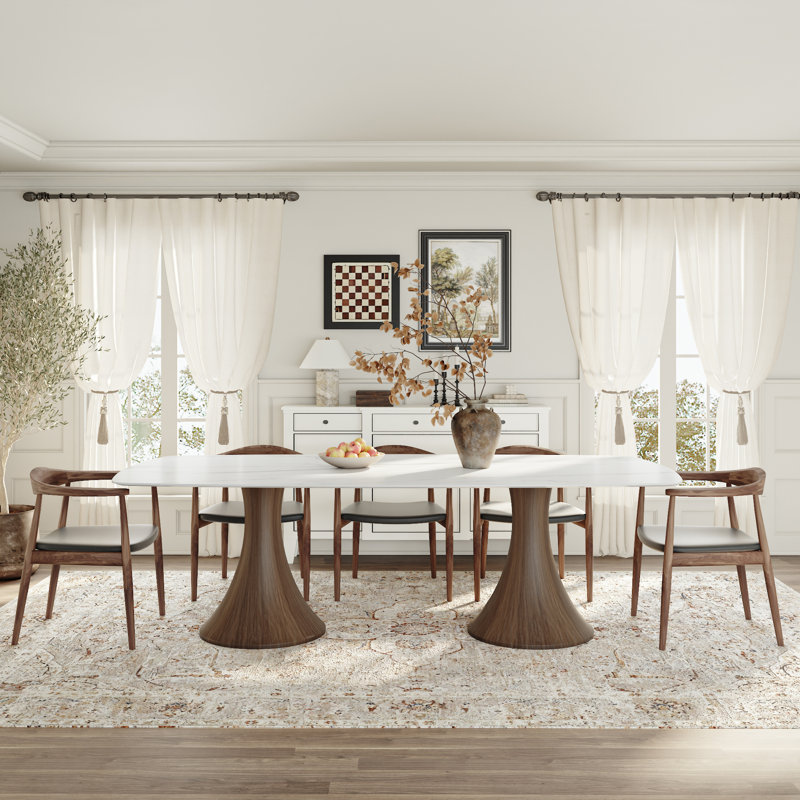 Table de salle à manger Anjelyn, H 29,53 po x L 93,7 po x l 43,31 po, Enneigé