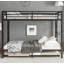 Metal Bunk Bed with Trundle, Black-114313891