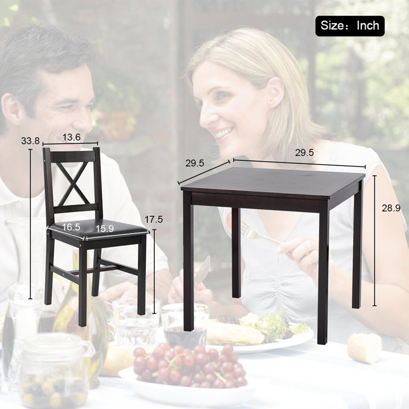 Beuford 2 - Person Solid Wood Top Four Leg Dining Set