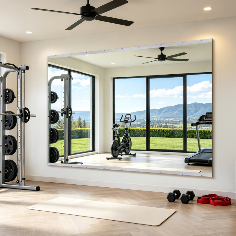 Home Gym Wall Mirror, Frameless Tempered Glass Mirror Full Length Mirror Dance Studio Mirror(Set of 3), 36" x 72", 3