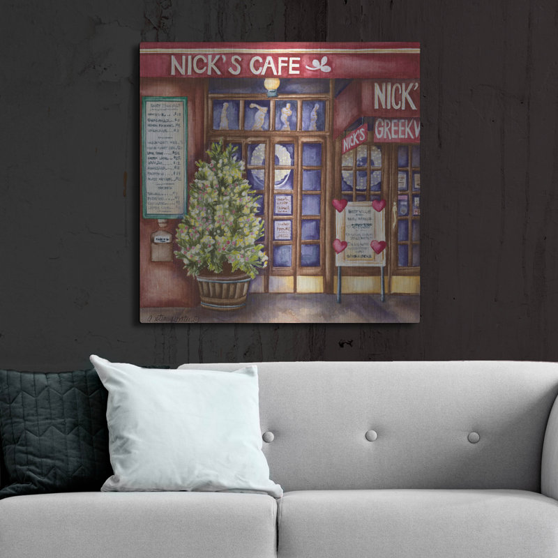 Art mural en métal Lark Manor ™ «Cafes Nicks» par Andrea Strongwater, H 36 po x l 36 po