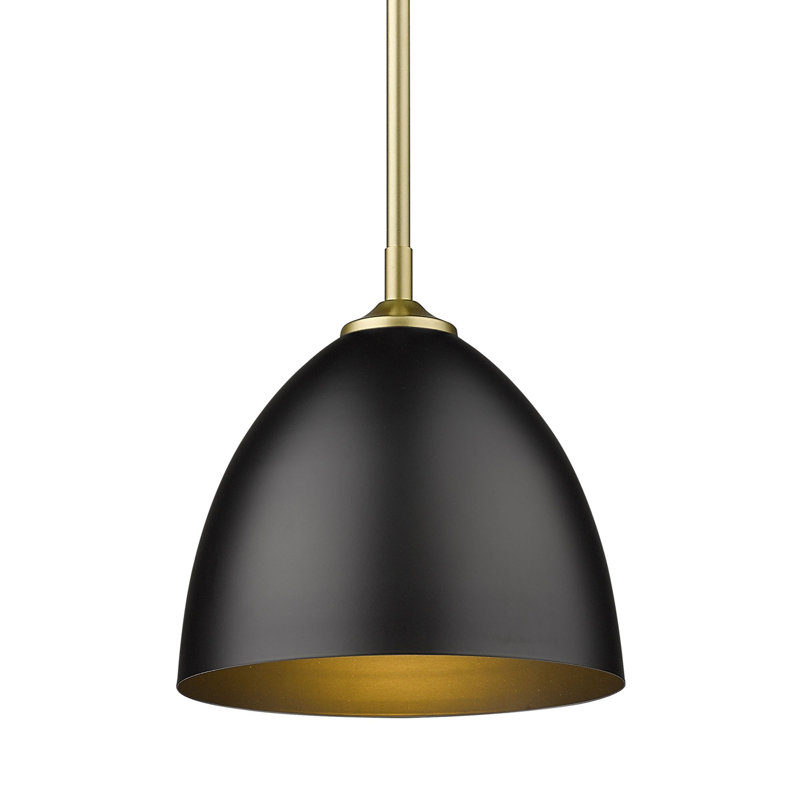 Ringwood 1 - Light Shaded Pendant - Olympic Gold - Matte Black Shade, Olympic Gold