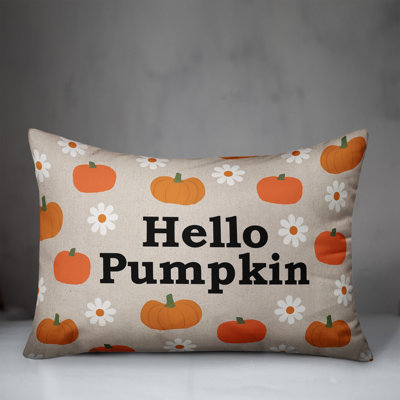 Hello Pumpkin Daisy Pattern Lumbar Pillow