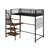 Twin Size Loft Metal Bed With Built-In Charging Station And LED Light-391460460